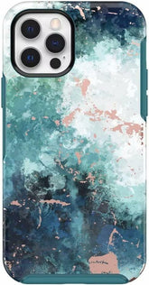 OtterBox Symmetry Series iPhone 12 Pro Max - Seas The Day Blue Ocean Design, Apple Phonecase, Slim Fit, Raised Screen Bumper, Wireless Charging Compatible - Like New